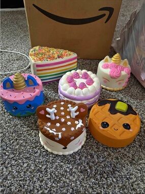 Large bundle of TikTok viral Dessert Squishy Toys